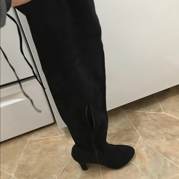 Black suede over the knee boots - Picture 2 of 5